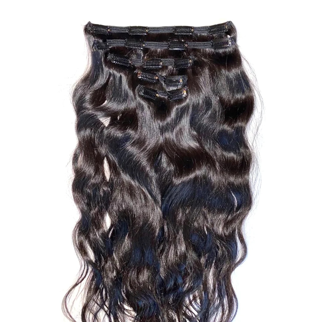 Loose Curly Hair Extensions Clip In Real Human Hair 20 Inch Natural Wavy  Clip In 